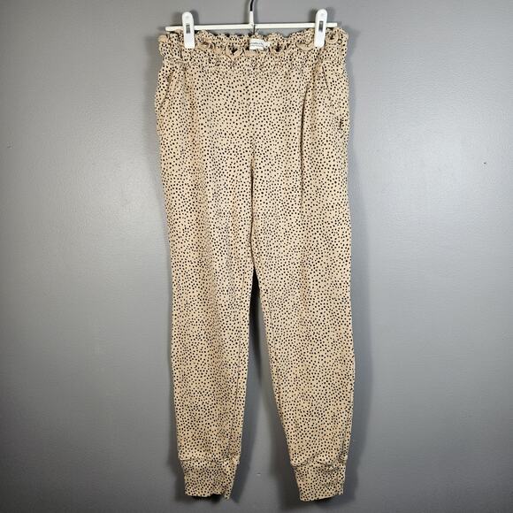 Abercrombie & Fitch Spotted Joggers Beige Black Womens Size Medium M Soft - Picture 1 of 6